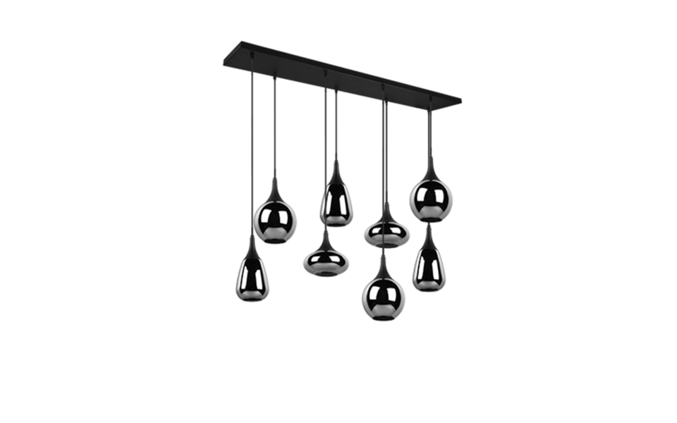 Trio Lighting Trio LUMINA hanglamp | E14 Fitting | mat zwart met verchroomd | 121 x 34,5 cm | IP20 | excl. 8x E14 | max. 40W Trio Lighting Trio LUMINA hanglamp | E14 Fitting | mat zwart met verchroomd | 121 x 34,5 cm | IP20 | excl. 8x E14 | max. 40W