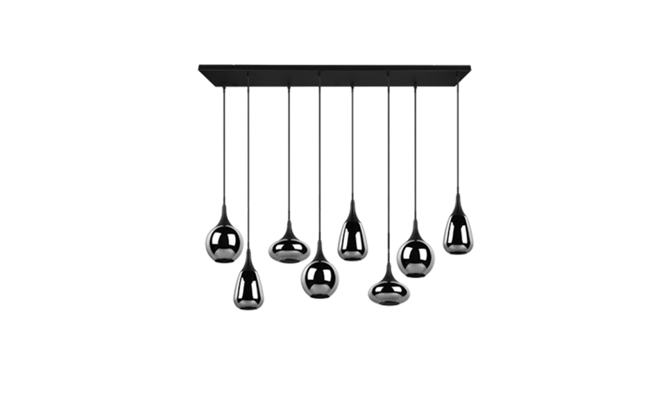Trio Lighting Trio LUMINA hanglamp | E14 Fitting | mat zwart met verchroomd | 121 x 34,5 cm | IP20 | excl. 8x E14 | max. 40W Trio Lighting Trio LUMINA hanglamp | E14 Fitting | mat zwart met verchroomd | 121 x 34,5 cm | IP20 | excl. 8x E14 | max. 40W