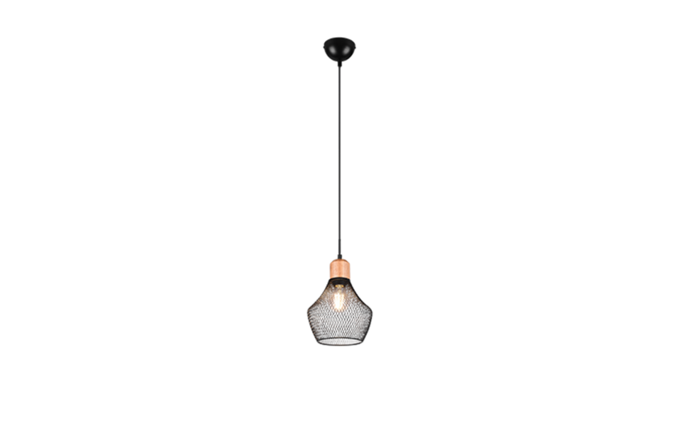 Trio Lighting Trio VALERIA hanglamp | E27 Fitting | mat zwart | Ø 18 cm | IP20 | excl. 1x E27 | max. 40W