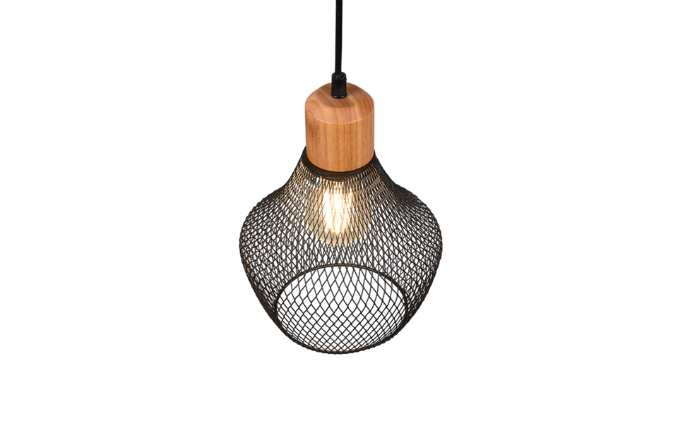 Trio Lighting Trio VALERIA hanglamp | E27 Fitting | mat zwart | Ø 18 cm | IP20 | excl. 1x E27 | max. 40W