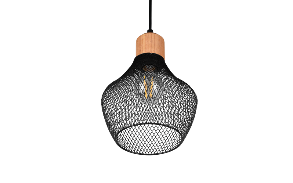 Trio Lighting Trio VALERIA hanglamp | E27 Fitting | mat zwart | Ø 18 cm | IP20 | excl. 1x E27 | max. 40W