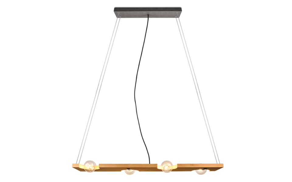 Trio Lighting Trio TAILOR hanglamp | E27 Fitting | natuurlijke afwerking | 115 x 20 cm | IP20 | excl. 4x E27 | max. 10W