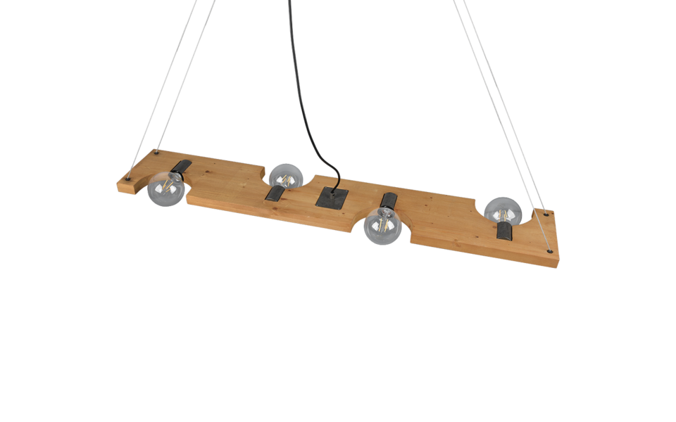 Trio Lighting Trio TAILOR hanglamp | E27 Fitting | natuurlijke afwerking | 115 x 20 cm | IP20 | excl. 4x E27 | max. 10W