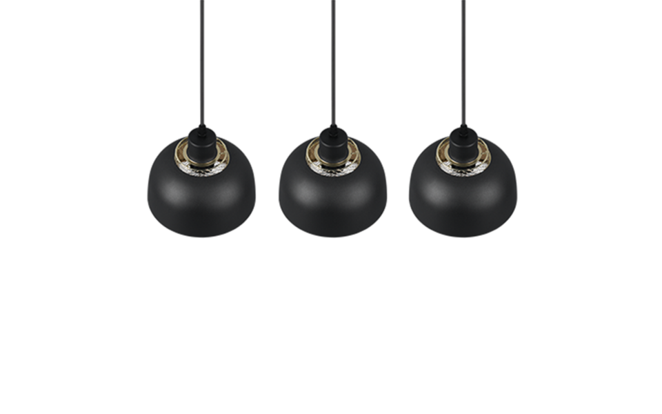 Trio Lighting Trio PUNCH pendant light | 3x E27 max 40W | black | Ø 74 cm | IP20 | 150 cm