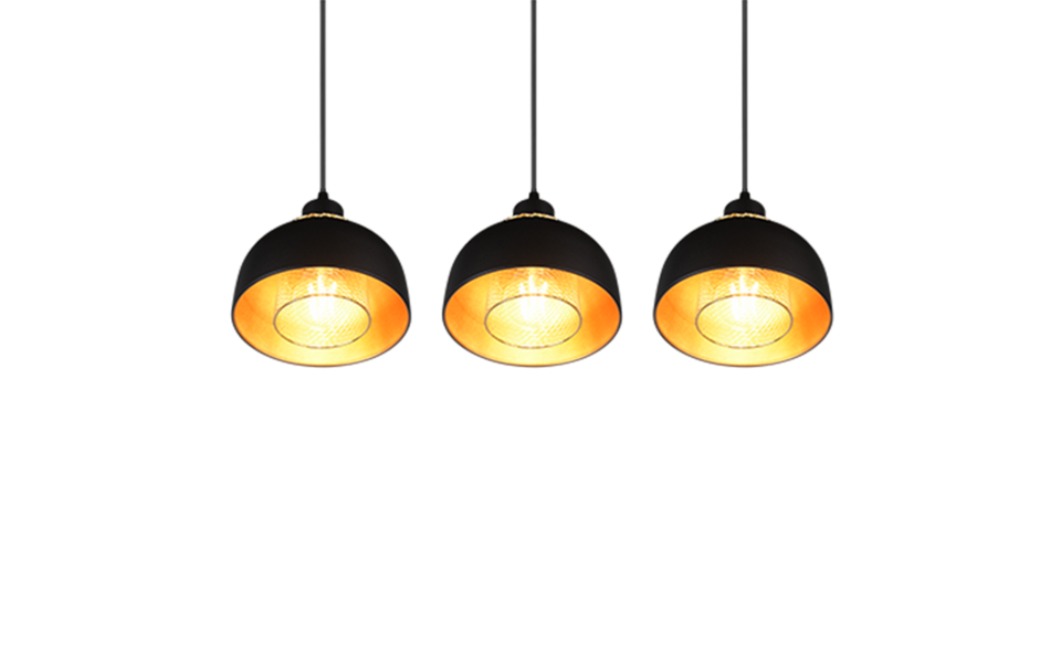 Trio Lighting Trio PUNCH pendant light | 3x E27 max 40W | black | Ø 74 cm | IP20 | 150 cm
