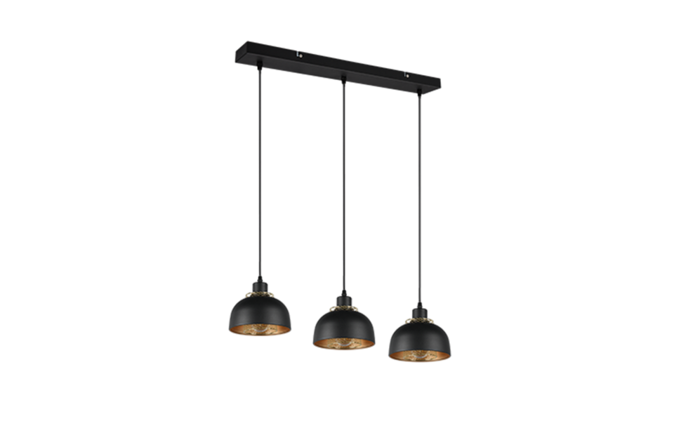 Trio Lighting Trio PUNCH pendant light | 3x E27 max 40W | black | Ø 74 cm | IP20 | 150 cm