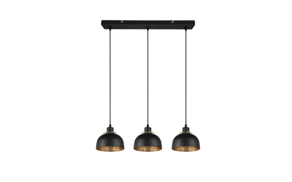 Trio Lighting Trio PUNCH hanglamp | E27 Fitting | mat zwart | 68 x 18 cm | IP20 | excl. 3x E27 | max. 40W Trio Lighting Trio PUNCH hanglamp | E27 Fitting | mat zwart | 68 x 18 cm | IP20 | excl. 3x E27 | max. 40W