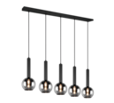 Trio Lighting Trio CLAYTON hanglamp | E27 Fitting | mat zwart met verchroomd | 115 x 20 cm | IP20 | excl. 5x E27 | max. 28W