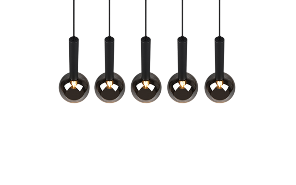 Trio Lighting Trio CLAYTON pendant light | 5x E27 max 40W | black | IP20 | 150 cm Trio Lighting Trio CLAYTON pendant light | 5x E27 max 40W | black | IP20 | 150 cm
