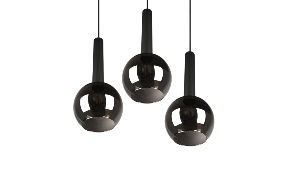 Trio Lighting Trio CLAYTON hanglamp | E27 Fitting | mat zwart met verchroomd | Ø 45 cm | IP20 | excl. 3x E27 | max. 28W