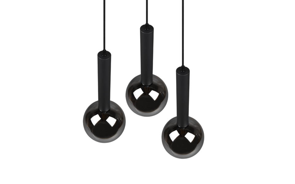 Trio Lighting Trio CLAYTON hanglamp | E27 Fitting | mat zwart met verchroomd | Ø 45 cm | IP20 | excl. 3x E27 | max. 28W
