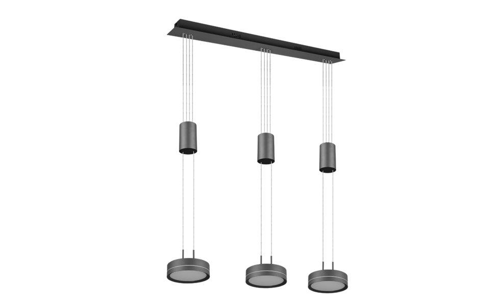 Trio Lighting Trio FRANKLIN hanglamp | LED | antraciet | 85 x 14 cm | IP20 | 3x 9W | 1050 lm | 3000K | dimbaar