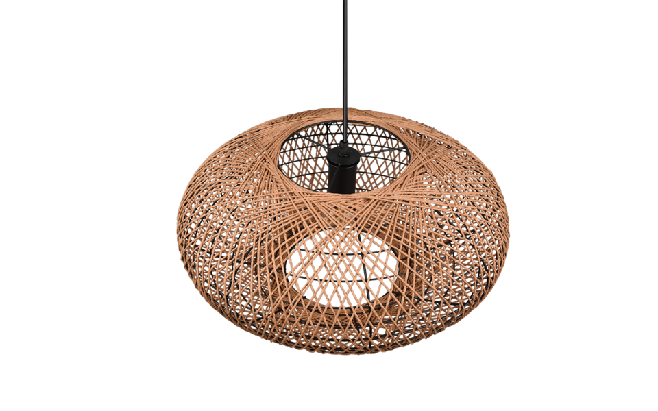 Trio Lighting Trio HEDDA hanglamp | E27 Fitting | mat zwart met natuurlijke afwerking | Ø 52 cm | IP20 | excl. 1x E27 | max. 40W Trio Lighting Trio HEDDA hanglamp | E27 Fitting | mat zwart met natuurlijke afwerking | Ø 52 cm | IP20 | excl. 1x E27 | max. 40W