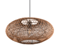Trio Lighting Trio HEDDA hanglamp | E27 Fitting | mat zwart met natuurlijke afwerking | Ø 52 cm | IP20 | excl. 1x E27 | max. 40W
