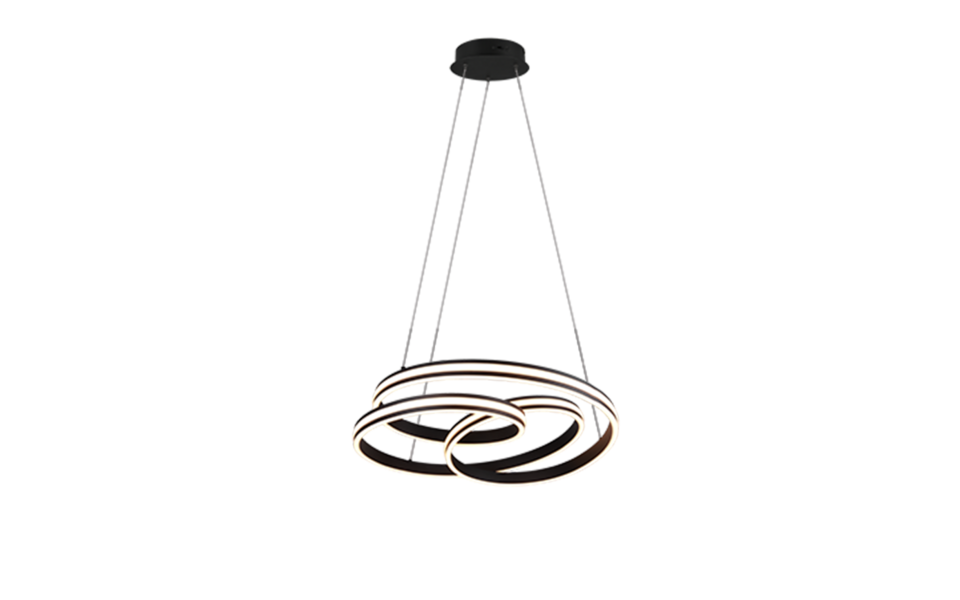 Trio Lighting Trio NURIA hanglamp | LED | mat zwart | Ø 60 cm | IP20 | 1x 60W | 7200 lm | 2300+3000+4000K | dimbaar