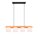 Trio Lighting Trio CAMERON hanglamp | E14 Fitting | natuurlijke afwerking met wit | 75 x 12 cm | IP20 | excl. 4x E14 | max. 28W
