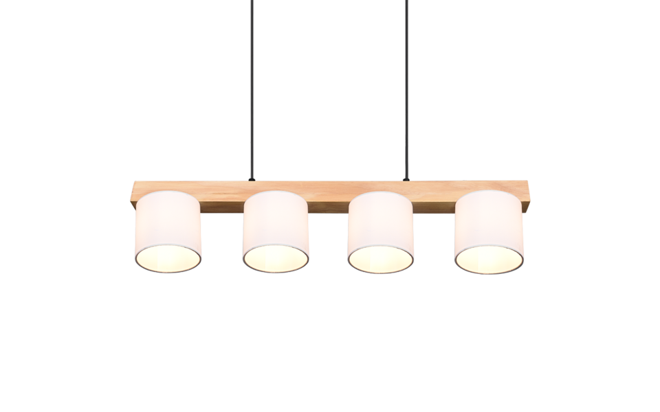 Trio Lighting Trio CAMERON hanglamp | E14 Fitting | natuurlijke afwerking met wit | 75 x 12 cm | IP20 | excl. 4x E14 | max. 28W