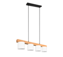 Trio Lighting Trio CAMERON hanglamp | E14 Fitting | natuurlijke afwerking met wit | 75 x 12 cm | IP20 | excl. 4x E14 | max. 28W