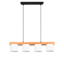 Trio Lighting Trio CAMERON hanglamp | E14 Fitting | natuurlijke afwerking met wit | 75 x 12 cm | IP20 | excl. 4x E14 | max. 28W