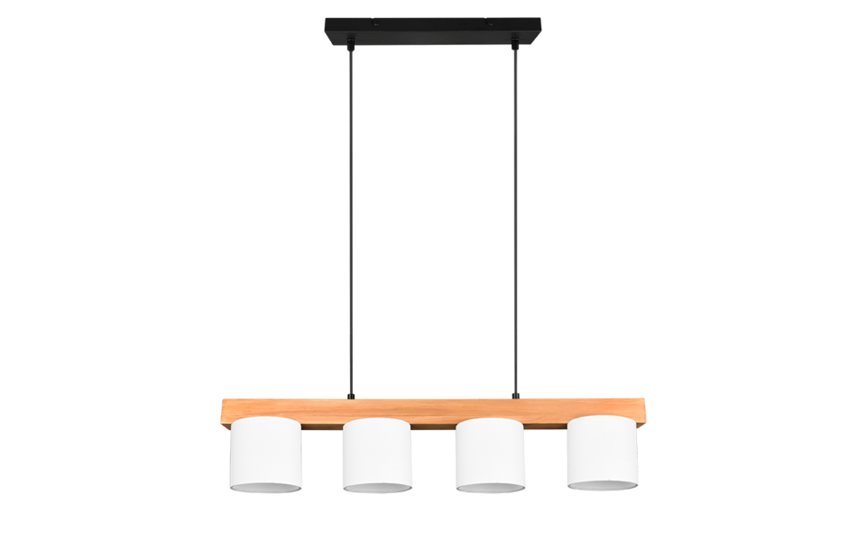 Trio Lighting Trio CAMERON hanglamp | E14 Fitting | natuurlijke afwerking met wit | 75 x 12 cm | IP20 | excl. 4x E14 | max. 28W