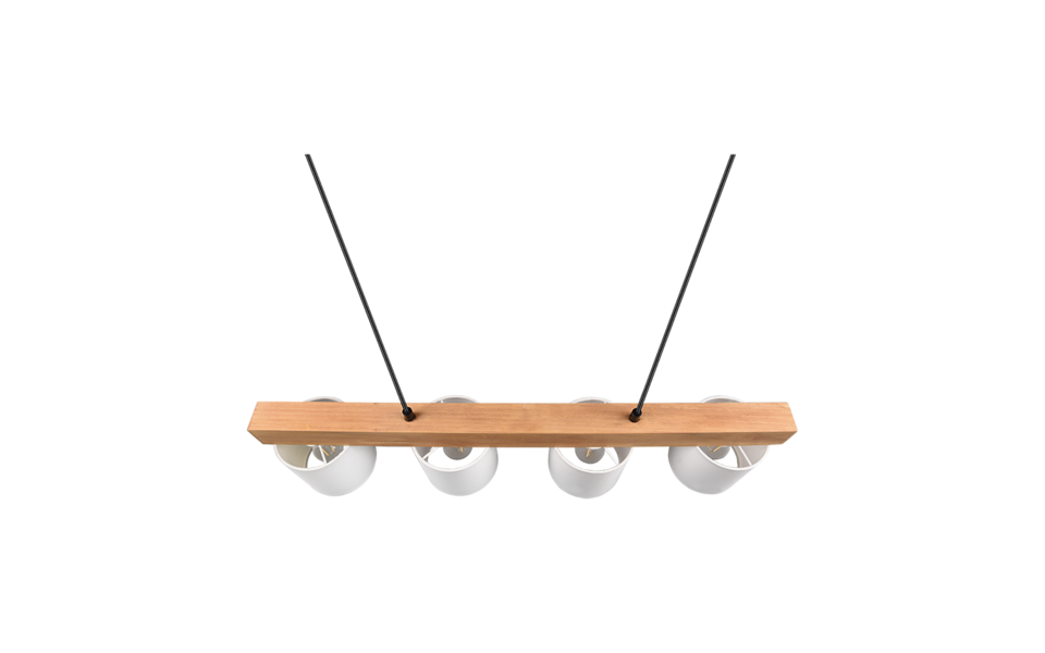 Trio Lighting Trio CAMERON hanglamp | E14 Fitting | natuurlijke afwerking met wit | 75 x 12 cm | IP20 | excl. 4x E14 | max. 28W
