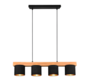 Trio Lighting Trio CAMERON hanglamp | E14 Fitting | natuurlijke afwerking met zwart met goud | 75 x 12 cm | IP20 | excl. 4x E14 | max. 28W