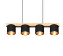 Trio Lighting Trio CAMERON hanglamp | E14 Fitting | natuurlijke afwerking met zwart met goud | 75 x 12 cm | IP20 | excl. 4x E14 | max. 28W