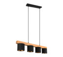 Trio Lighting Trio CAMERON hanglamp | E14 Fitting | natuurlijke afwerking met zwart met goud | 75 x 12 cm | IP20 | excl. 4x E14 | max. 28W