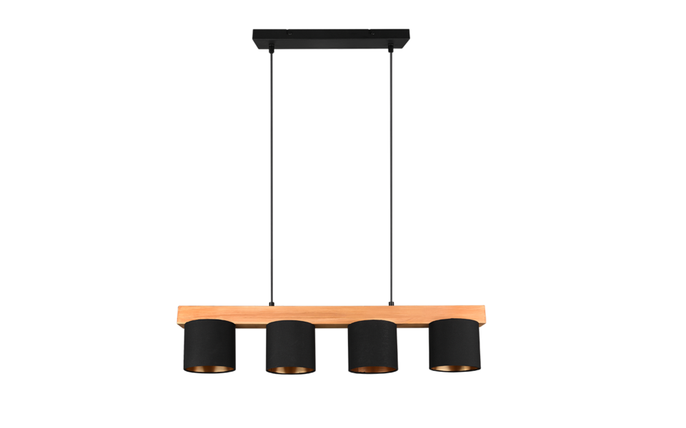 Trio Lighting Trio CAMERON hanglamp | E14 Fitting | natuurlijke afwerking met zwart met goud | 75 x 12 cm | IP20 | excl. 4x E14 | max. 28W