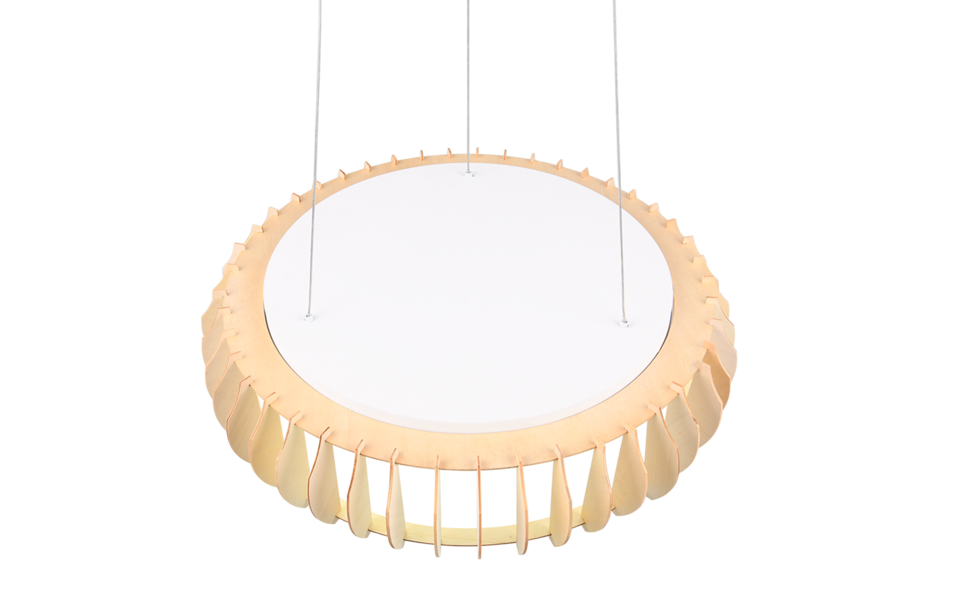 Trio Lighting Trio MONTE hanglamp | LED | wit met houtkleur | Ø 60 cm | IP20 | 1x 40W | 4700 lm | 3000-6500K | dimbaar