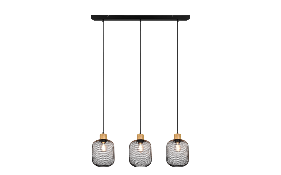 Trio Lighting Trio CALIMERO pendant light | 3x E27 max 40W | black | IP20 | 150 cm