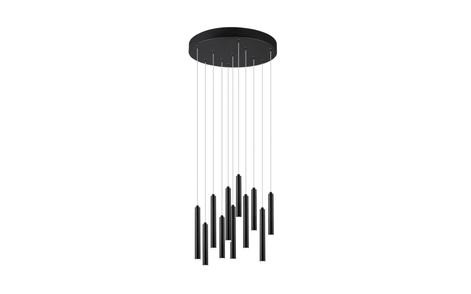 Trio Lighting Trio TUBULAR LED pendant light | 11x 2.8W 350 lm 3000K | black | Ø 40 cm | IP20 | 150 cm Trio Lighting Trio TUBULAR LED pendant light | 11x 2.8W 350 lm 3000K | black | Ø 40 cm | IP20 | 150 cm