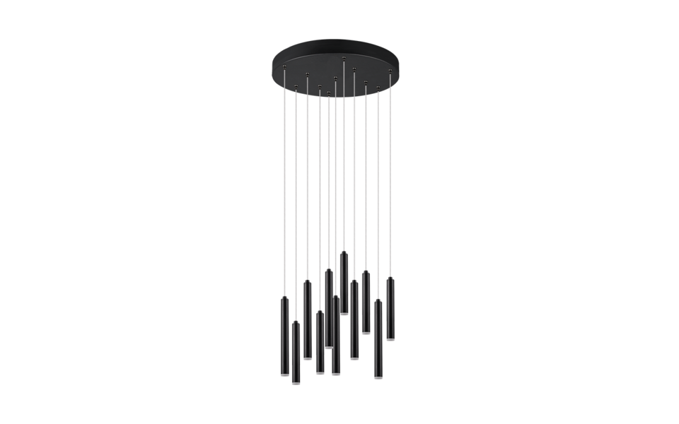 Trio Lighting Trio TUBULAR hanglamp | LED | mat zwart | Ø 40 cm | IP20 | 11x 2,8W | 350 lm | 3000K | dimbaar
