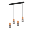 Trio Lighting Trio TOSH hanglamp | E27 Fitting | mat zwart | 65 x 9 cm | IP20 | excl. 4x E27 | max. 40W