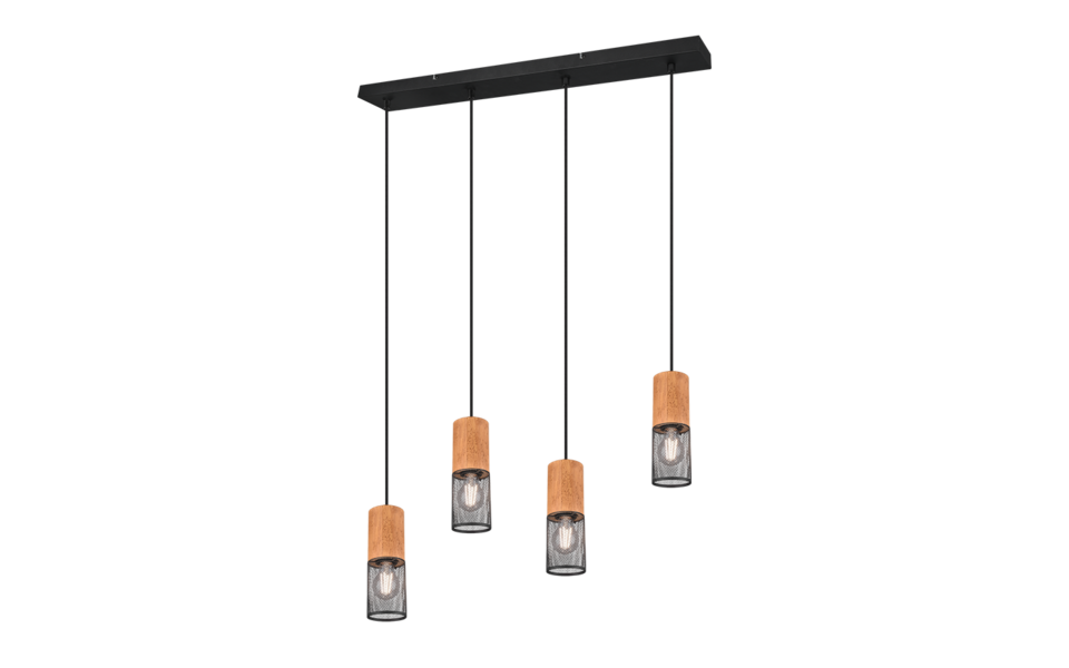 Trio Lighting Trio TOSH pendant light | 4x E27 max 40W | black | IP20 | 150 cm