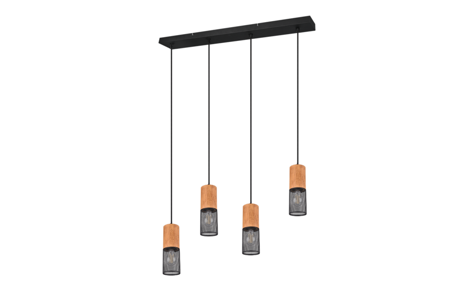 Trio Lighting Trio TOSH pendant light | 4x E27 max 40W | black | IP20 | 150 cm