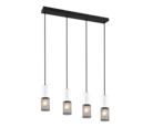 Trio Lighting Trio TOSH hanglamp | E27 Fitting | zwart en wit | 65 x 9 cm | IP20 | excl. 4x E27 | max. 40W