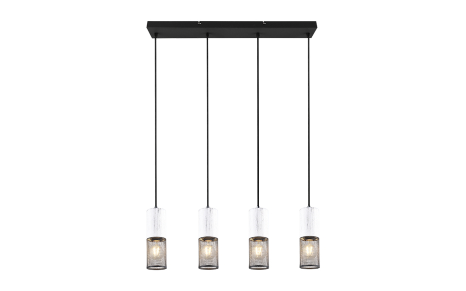 Trio Lighting Trio TOSH hanglamp | E27 Fitting | zwart en wit | 65 x 9 cm | IP20 | excl. 4x E27 | max. 40W Trio Lighting Trio TOSH hanglamp | E27 Fitting | zwart en wit | 65 x 9 cm | IP20 | excl. 4x E27 | max. 40W