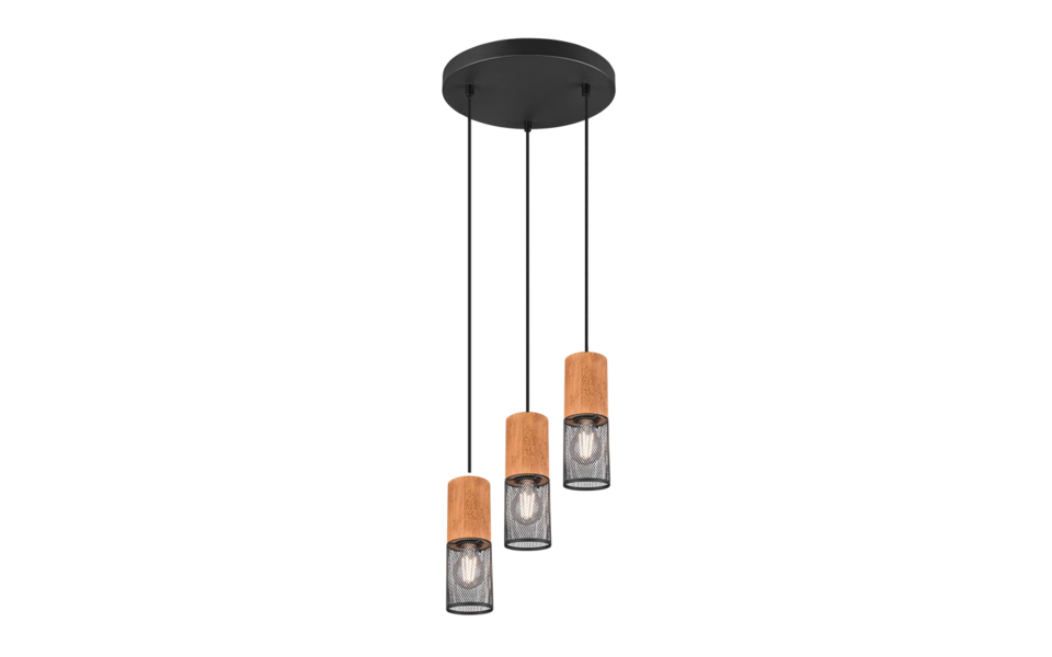 Trio Lighting Trio TOSH hanglamp | E27 Fitting | mat zwart | Ø 28 cm | IP20 | excl. 3x E27 | max. 40W