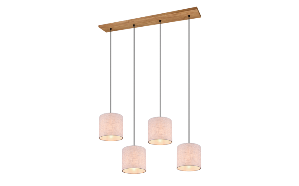 Trio Lighting Trio ELMAU hanglamp | E27 Fitting | nickel antik met beige | 100 x 20 cm | IP20 | excl. 4x E27 | max. 60W