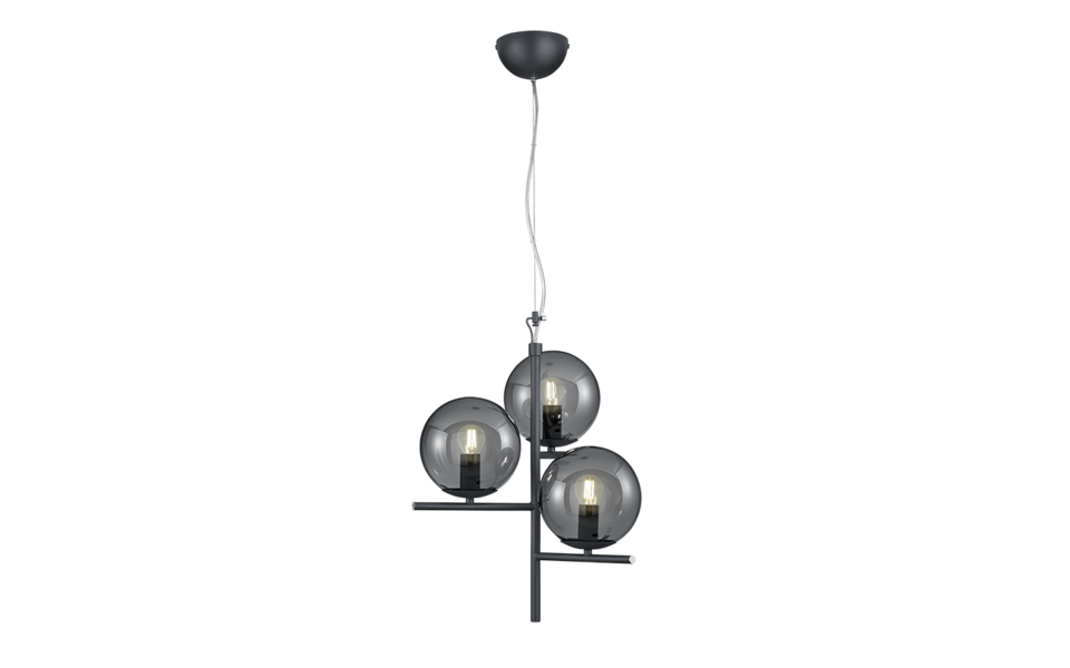 Trio Lighting Trio PURE hanglamp | E14 Fitting | antraciet met rookkleur | Ø 40 cm | IP20 | excl. 3x E14 | max. 28W Trio Lighting Trio PURE hanglamp | E14 Fitting | antraciet met rookkleur | Ø 40 cm | IP20 | excl. 3x E14 | max. 28W