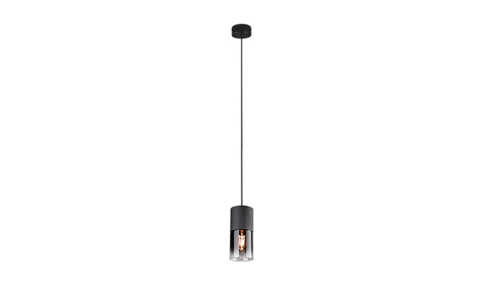 Trio Lighting Trio ROBIN hanglamp | E27 Fitting | mat zwart met rookkleur | Ø 10 cm | IP20 | excl. 1x E27 | max. 28W Trio Lighting Trio ROBIN hanglamp | E27 Fitting | mat zwart met rookkleur | Ø 10 cm | IP20 | excl. 1x E27 | max. 28W