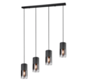 Trio Lighting Trio ROBIN hanglamp | E27 Fitting | mat zwart met rookkleur | Ø 10 cm | IP20 | excl. 4x E27 | max. 28W