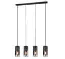 Trio Lighting Trio ROBIN hanglamp | E27 Fitting | mat zwart met rookkleur | Ø 10 cm | IP20 | excl. 4x E27 | max. 28W
