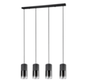 Trio Lighting Trio ROBIN hanglamp | E27 Fitting | mat zwart met rookkleur | Ø 10 cm | IP20 | excl. 4x E27 | max. 28W