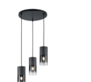 Trio Lighting Trio ROBIN hanglamp | E27 Fitting | mat zwart met rookkleur | Ø 37 cm | IP20 | excl. 3x E27 | max. 28W