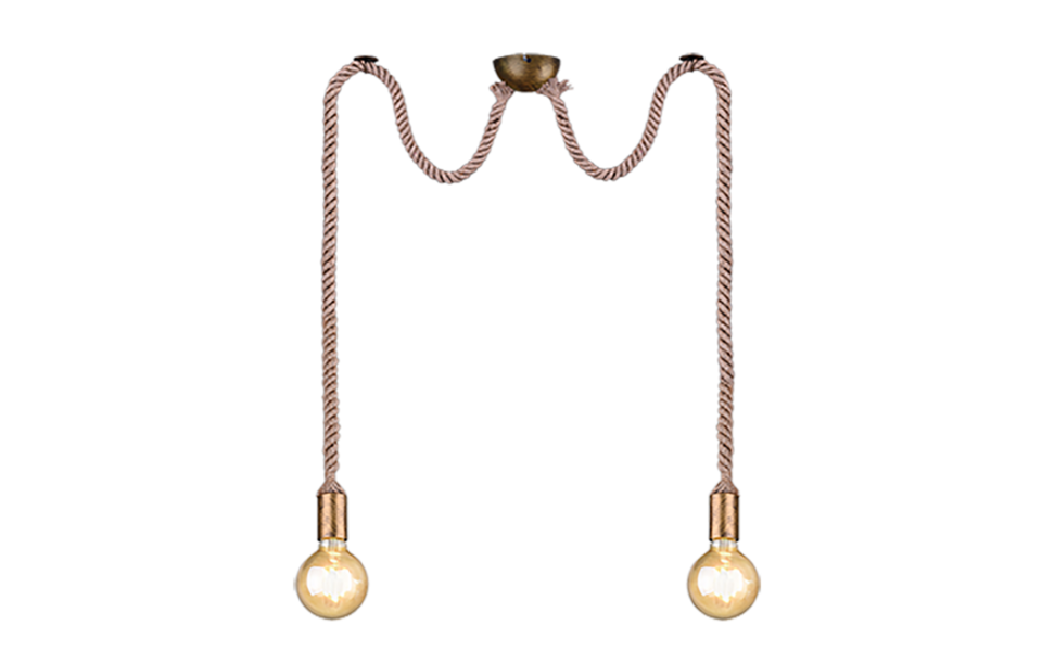 Trio Lighting Trio ROPE hanglamp | E27 Fitting | oud brons | Ø 12 cm | IP20 | excl. 2x E27 | max. 60W Trio Lighting Trio ROPE hanglamp | E27 Fitting | oud brons | Ø 12 cm | IP20 | excl. 2x E27 | max. 60W