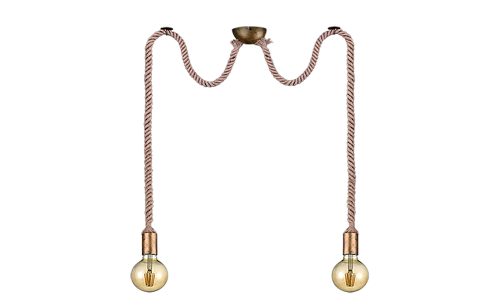 Trio Lighting Trio ROPE hanglamp | E27 Fitting | oud brons | Ø 12 cm | IP20 | excl. 2x E27 | max. 60W Trio Lighting Trio ROPE hanglamp | E27 Fitting | oud brons | Ø 12 cm | IP20 | excl. 2x E27 | max. 60W