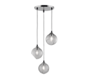 Trio Lighting Trio CLOONEY hanglamp | E27 Fitting | chroom met rookkleur | Ø 35 cm | IP20 | excl. 3x E27 | max. 42W
