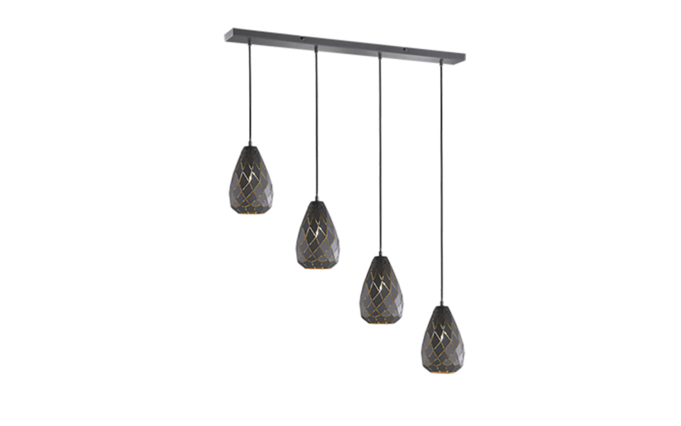 Trio Lighting Trio ONYX hanglamp | E27 Fitting | antraciet | 90 x 15 cm | IP20 | excl. 4x E27 | max. 42W